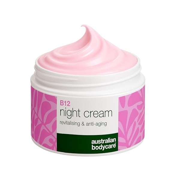 Crème de Nuit avec Vitamine B12 – Pour peaux matures avec rides et teint irrégulier – Avec Vitamine B12, niacinamide, bakuchi