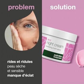 Crème de Nuit avec Vitamine B12 – Pour peaux matures avec rides et teint irrégulier – Avec Vitamine B12, niacinamide, bakuchi