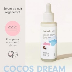 HelloBody Cocos Dream Sérum de Nuit Régénérant – Serum Visage – Vegan et à 99,7% dingrédients dorigine naturelle – Ta sérum