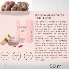 BeAdora – Huile visage élixir de nuit 50 ml – truffe blanche + huile de rose + vitamine E | peaux sèches à normales | nutriti