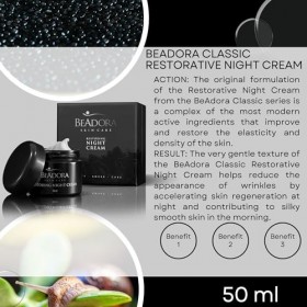 BeAdora – Crème de Nuit Régénérante Anti-Âge 50 ml | Lakesis, Acide Hyaluronique Cube³, Caviar d’Escargot | Hydratation et fe