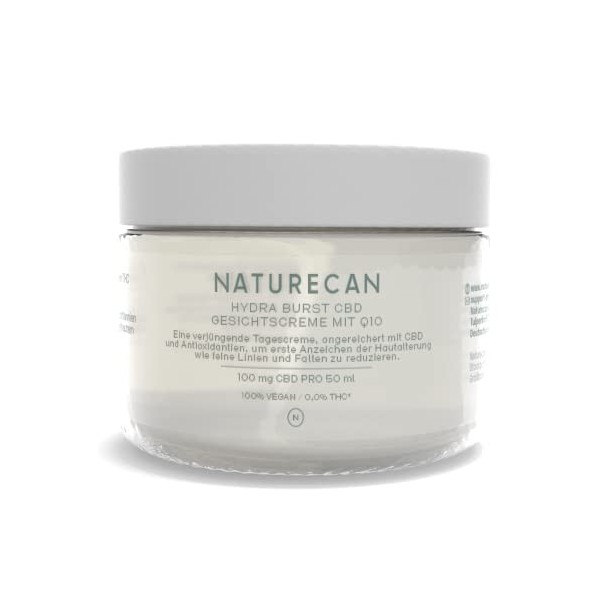 Naturecan CBD Crème de nuit au rétinol, répare et régénère la peau, enrichie en CBD et antioxydants, végétalien et sans OGM, 