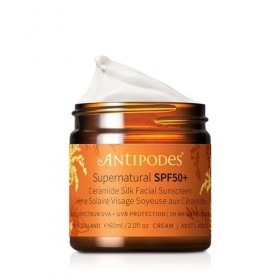 Antipodes Supernatural SPF50+ Crème Solaire Visage Soyeuse aux Céramides – Crème solaire naturelle au zinc anti UVA et UVB – 