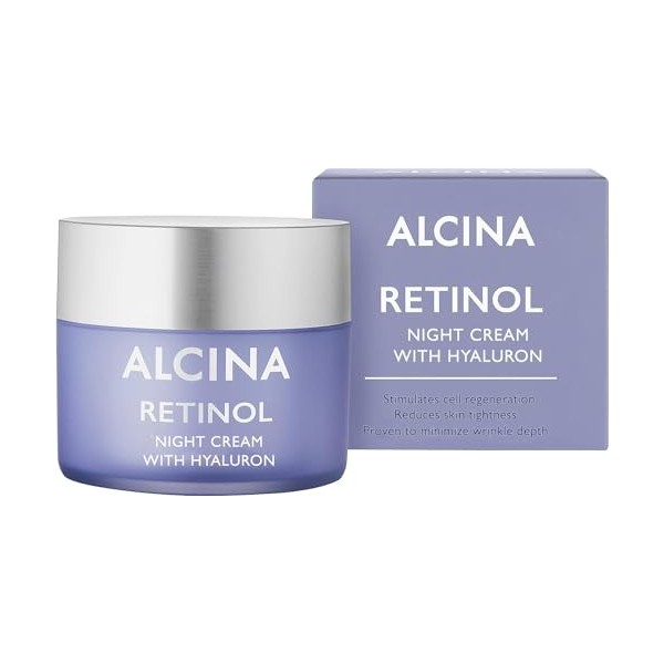 ALCINA Crème de nuit au rétinol - 1 x 50 ml - Crème nourrissante intense pour le visage pour une peau plus lisse et plus ferm