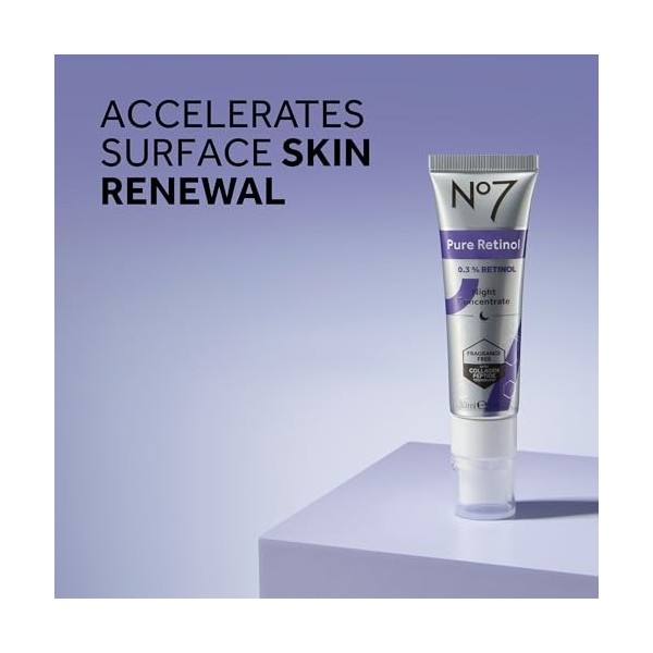 No7 Advanced Retinol Complex Night Concentrate – Sérum au rétinol à libération lente + Peptide Matrixyl 3000+ Concentré de ré