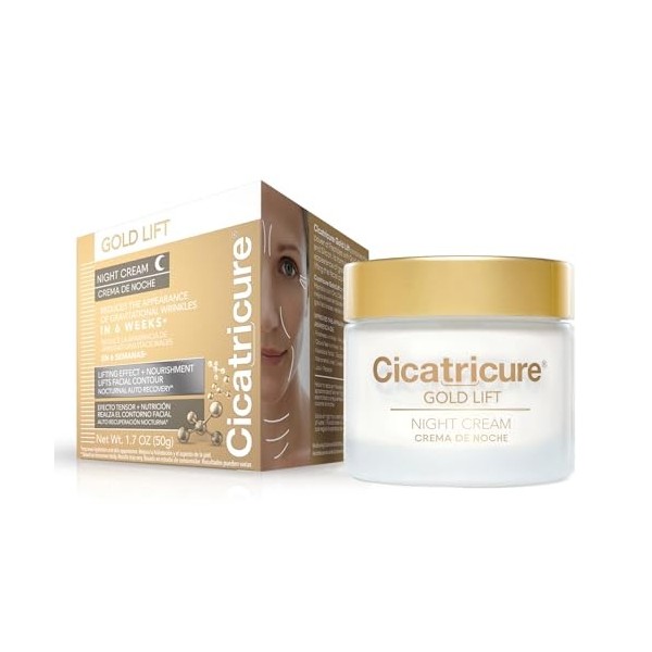 Cicatricure Gold Lift Night Cream, Anti Aging Facial Moisturizer, Hydrating Skin Care with Gold, Calcium & Silicon to Lift an