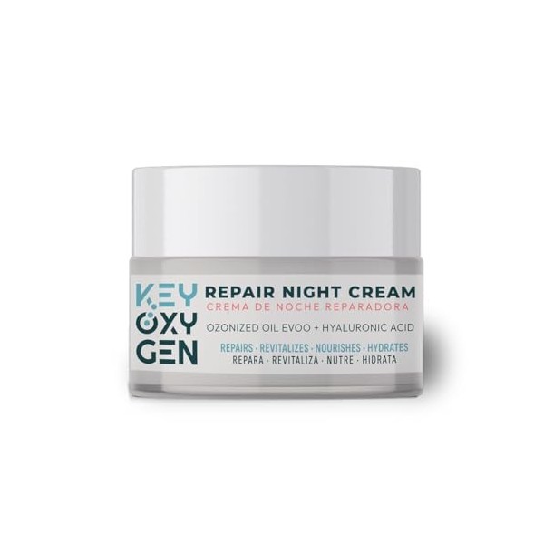 KEYOXYGEN Repair Night Cream Crème de nuit régénérante et anti-âge pour le visage avec acide hyaluronique, peroxibiokey et AO