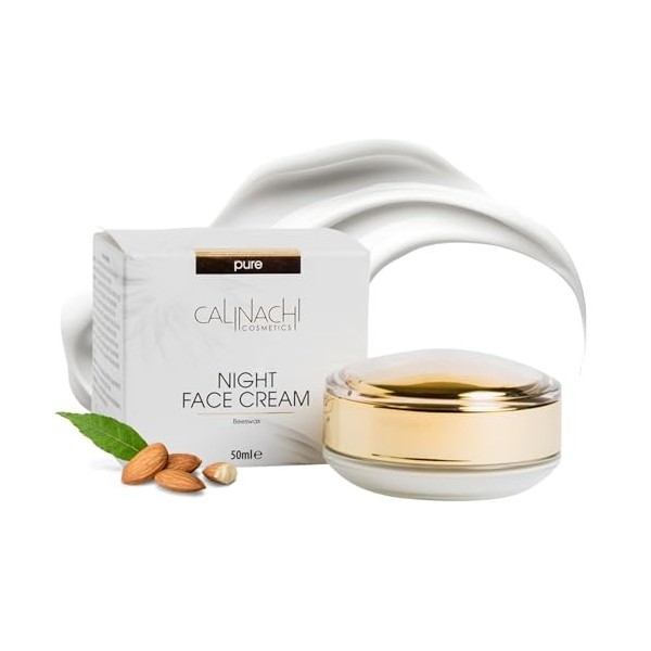 CALINACHI Crème visage nuit anti-âge 50 ml – Hydratation profonde & confort | Acide hyaluronique, Centella, Vitamine E, ADN |