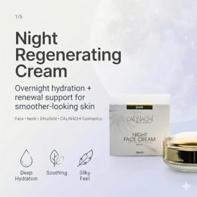 CALINACHI Crème visage nuit anti-âge 50 ml – Hydratation profonde & confort | Acide hyaluronique, Centella, Vitamine E, ADN |
