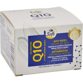 CARREFOUR SOFT – Crème de Nuit Anti-Rides au Q10, Hydratation Intense et Peau Raffermie Pot 50 mL - lot de 4 - Vendu par Lo