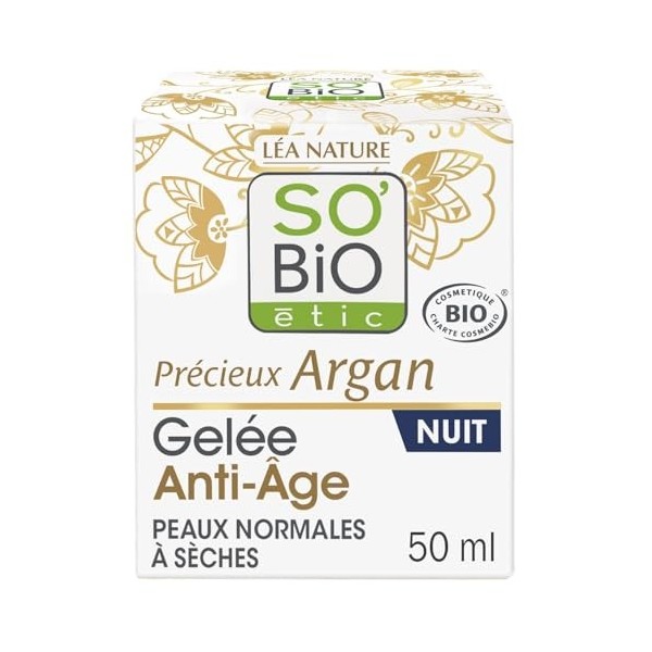 Crème Gelée Anti-Âge Nuit Précieux Argan Bio SOBIO ETIC - Le pot de 40 mL