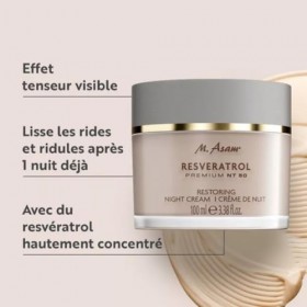M. Asam RESVERATROL PREMIUM NT50 Crème de nuit régénérante XXL 100 ml - Effet instantané en une nuit, peau reposée, lissée 
