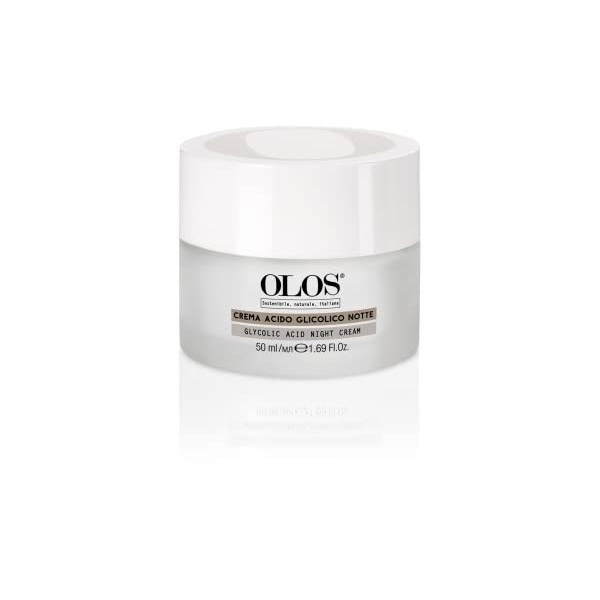 Olos Glycolic Acid Night Cream, 1.7 oz - Intensive Night Cream with Shea Butter - Revitalizing and Renewing Skin - Deep Exfol