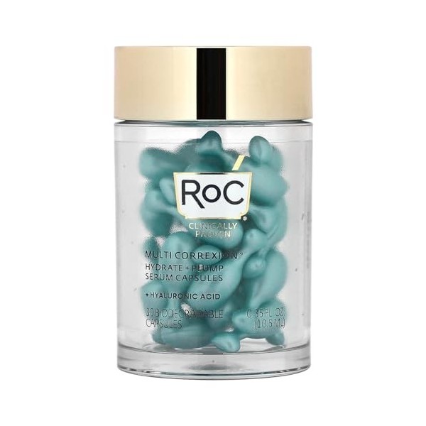 Multi Correxion, Hydrate + Plump, Night Serum Capsules, Fragrance-Free, 30 Biodegradable Capsules, RoC Y