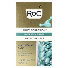 Multi Correxion, Hydrate + Plump, Night Serum Capsules, Fragrance-Free, 30 Biodegradable Capsules, RoC Y