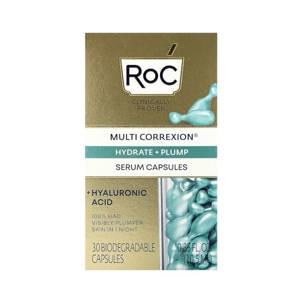 Multi Correxion, Hydrate + Plump, Night Serum Capsules, Fragrance-Free, 30 Biodegradable Capsules, RoC Y