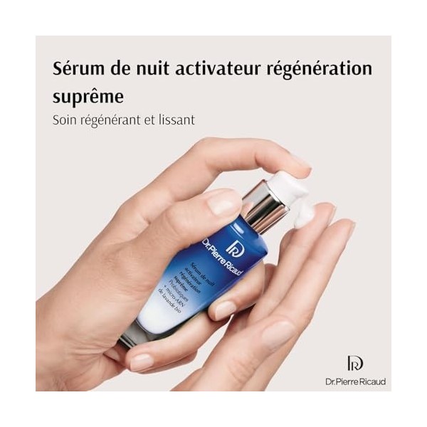 Dr Pierre Ricaud Sérum de Nuit Activateur Régénération Suprême - Sérum pour le Visage aux Probiotiques et Micro-ARN de Lavand...