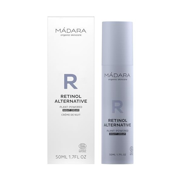 MÁDARA Rétinol Alternative Crème de nuit végétale 50 ml – Crème hydratante anti-âge profonde avec Bidens Pilosa & eau de boul
