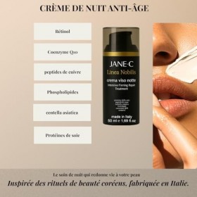 JANE·C Ligne Nobilis – Crème Visage Nuit Anti-Rides – Soin Réparateur Raffermissant Intensif K-Beauty, avec Centella Asiatica