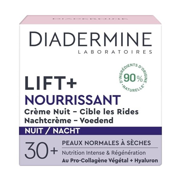DIADERMINE – Soin Nuit Anti-Rides pour une Peau Lisse et Repulpée, Texture Riche 50 ml - lot de 3 - Vendu par Lot