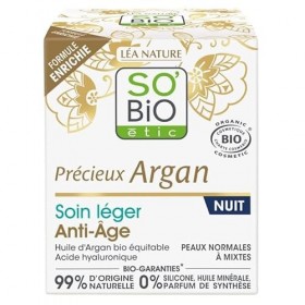 SO BIO - Soin Léger Nuit Anti-Âge 50ml - Régénération de la Peau et Réduction des Signes de lÂge - Formule Naturelle et Bio 