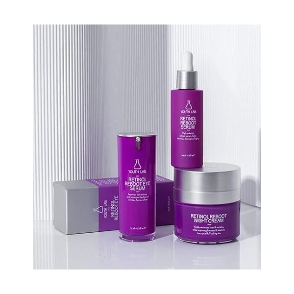 Youth Lab. Sérum Visage Retinol Reboot Réduit le vieillissement Réduit les rides Régule lexcès de sébum Peau lumineuse et sa