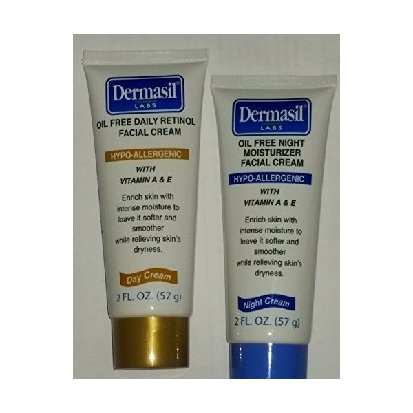 Dermasil Day Oil Free with Retinol Day & Oil Free Night 2oz Ea by Dermasil