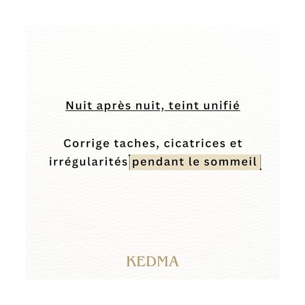 Kedma - Crème de Nuit Active - Crème de Nuit Éclaircissante au Glycolique et Acide Mandélique - Pour Teint Uniforme et Renouv