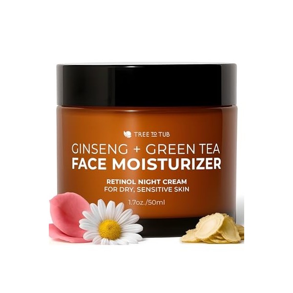 Tree To Tub Hydratant anti-âge au rétinol pour peaux sèches et sensibles – Hydratant visage à lacide hyaluronique anti-rides