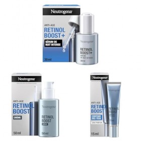Neutrogena Trio Anti-Âge Retinol Boost - Rituel Complet Visage Sérum Nuit 30ml + Crème Jour 50ml + Crème Yeux 15ml 