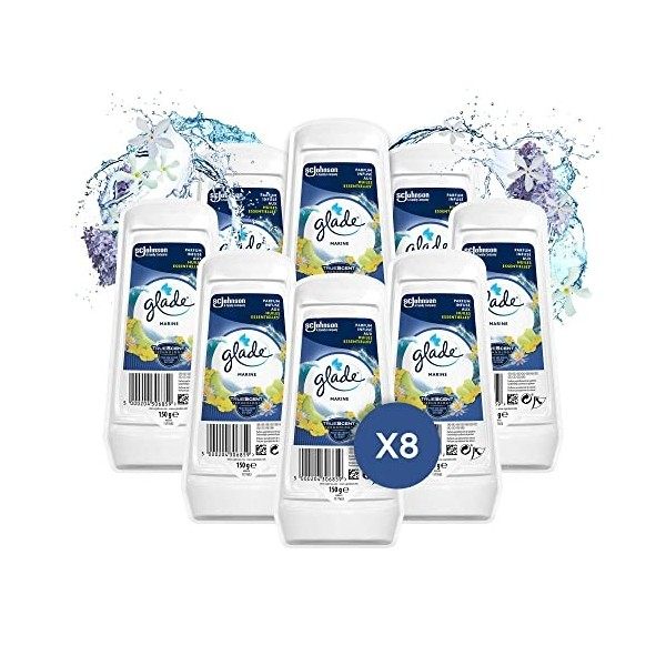 Glade® Gel Longue Duree Marine - Infusé Aux Huiles Essentielles - Lot de 8