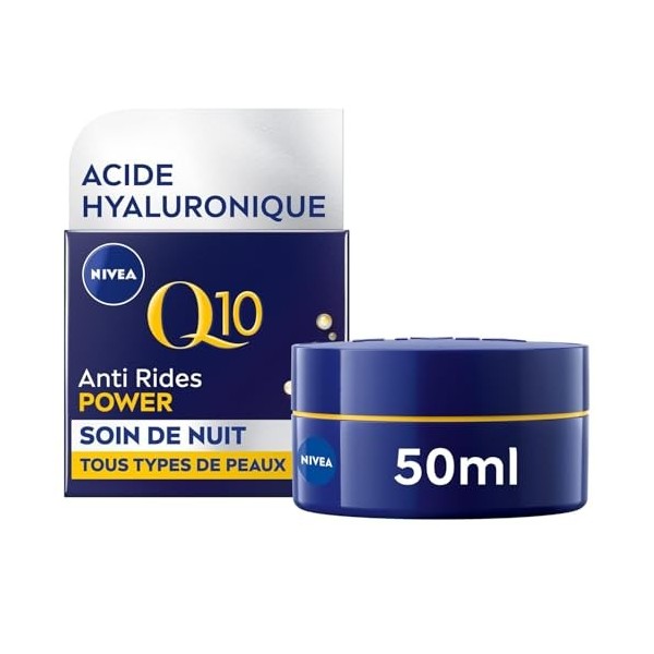 NIVEA – Crème de Nuit Raffermissante au Q10, Effet Anti-Rides et Hydratation Intense 50mL - lot de 2 - Vendu par Lot