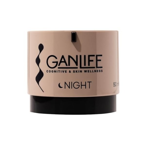 GANLIFE Crème de Nuit Anti-âge Relaxante avec Antioxydants, Crème Anti-rides avec Ylang-Ylang, Resvératrol, Zanthalene, Acide