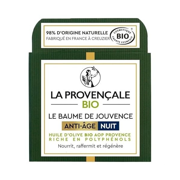LA PROVENCALE BIO - Crème De Nuit Bio à lHuile DOlive Vierge 50 ml - Soin Visage Régénérant et Hydratant pour une Peau Douc