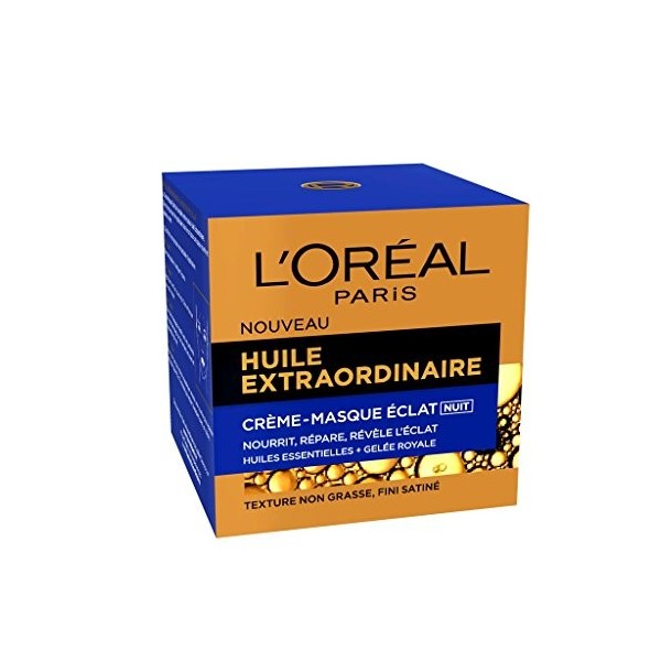LOréal Paris Huile Extraordinaire Crème Masque de Nuit Eclat 50 ml Crème Jour et Nuit