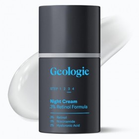 Geologie Crème de nuit au rétinol extra forte 0,3 % | Crème quotidienne au rétinol pour lutter contre le vieillissement, lac