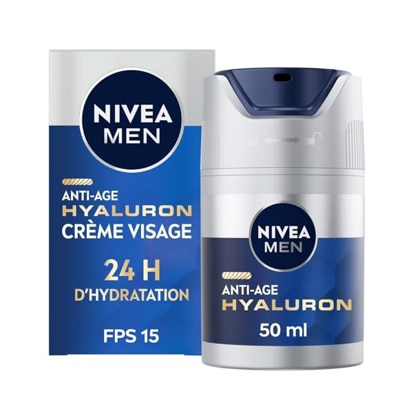 NIVEA – Soin Nuit Anti-Âge Homme, Hydratation Intense et Lutte Contre les Rides 50mL - Le Lot De 2