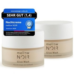 mellow NOIR Glow Mask Lot de 2 tubes de 50 ml de crème de nuit quotidienne Réduit les pores visibles et les rougeurs Pour une...