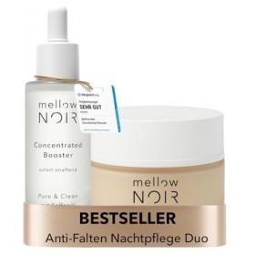 mellow NOIR Duo de soins de nuit anti-rides - Sérum hyaluronique avec crème de nuit quotidienne - Raffermissant immédiatement
