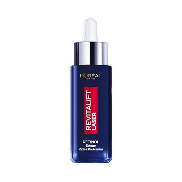 LOREAL PARIS – Sérum Nuit Anti-Âge Rétinol Pur, Lisse les Rides Profondes, Flacon 30ml Lunité