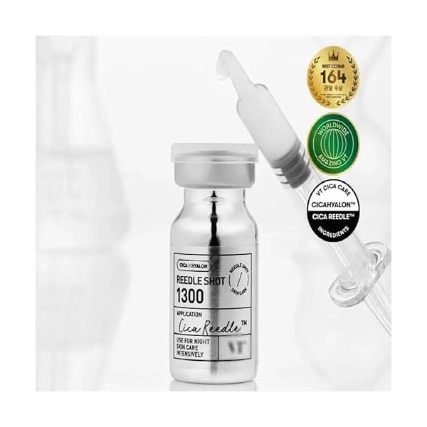 VT Cosmetics Reedle Shot 1300, Sérum de Nuit Intensif avec Cica et Acide Hyaluronique, Micro-Aiguilles pour Absorption Cutané