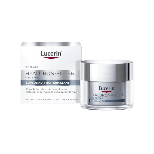 EUCERIN – Soin Nuit Anti-âge Hydratant Repulpant, Texture Riche au Hyaluron Pot 50 mL - Vendu par unité