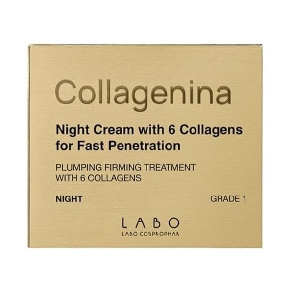 Collagenina Crème de nuit pour le visage Grade 1 avec 6 collagènes pour une pénétration rapide 50 ml