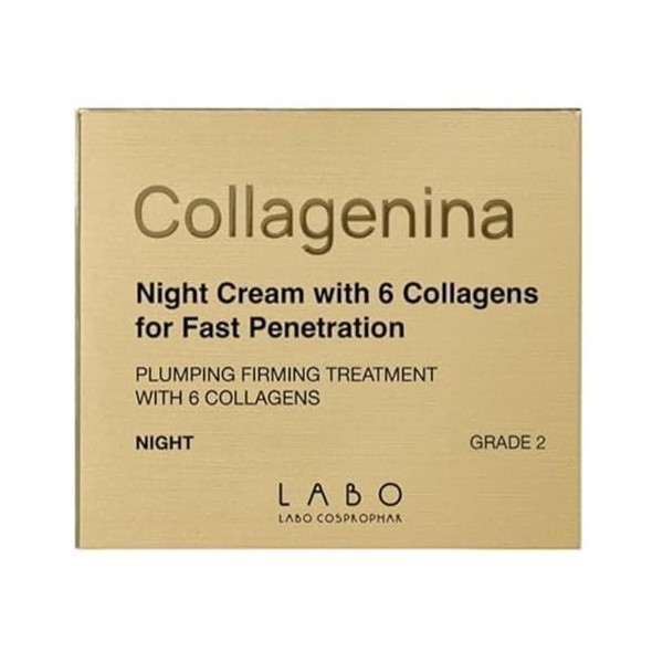 Collagenina Crème de nuit pour le visage Grade 2 avec 6 collagène pour une pénétration rapide 50 ml