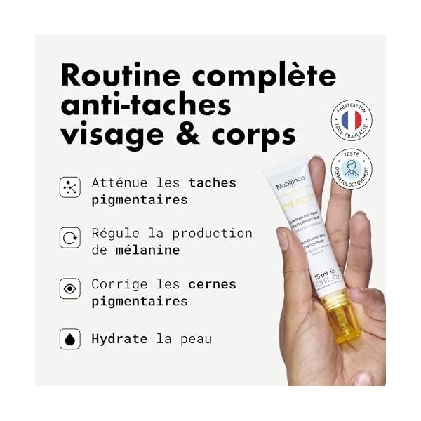 NUBIANCE - Coffret Soin Anti-Taches Peau Noire et Métissée - Lait Corps Unifiant, Crème Intime, Crème Nuit, Sérum Visage, Soi