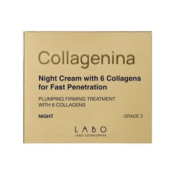 Collagenina Crème de nuit pour le visage Grade 3 avec 6 collagène pour une pénétration rapide 50 ml