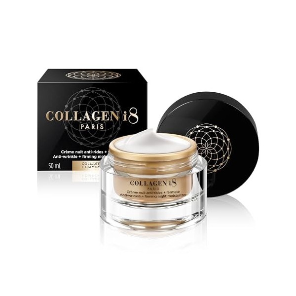 COLLAGEN i8 - Crème de nuit anti-rides + fermeté - Collagène + Diamant - 50 mL