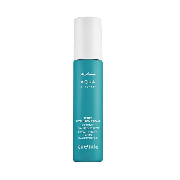 M. Asam AQUA INTENSE Tinted Hyaluron Cream 50ml – BB crème à l’acide hyaluronique, Crème teintée visage hydratante, Fond de