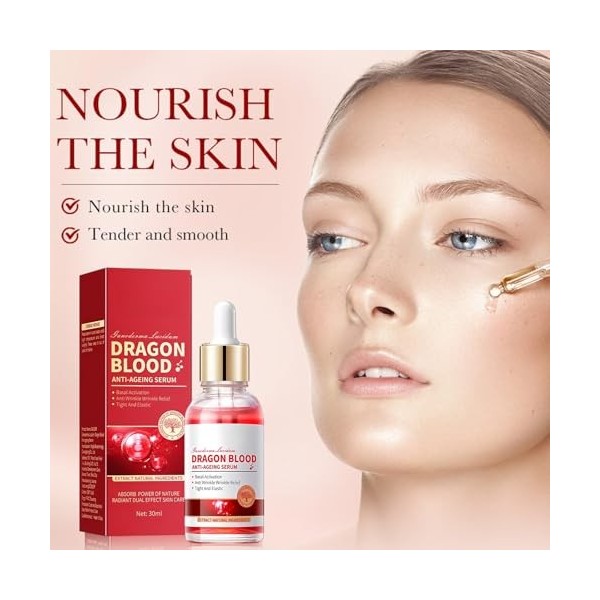 2PC Sérum Anti Rides Dragon Blood, Facial Serum, Sérum De Sang De Dragon, Hydratation Nourrissante, Éclaircit le teint, Lisse