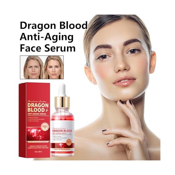 2PC Sérum Anti Rides Dragon Blood,Sérum De Sang De Dragon,Crème De Sang De Dragon Placentaire Rétinol,Ganoderma Dragons Blood